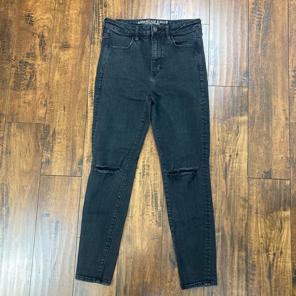 AMERICAN EAGLE Super Hi-Rise Jegging Black Jeans Super Stretch X Short 8